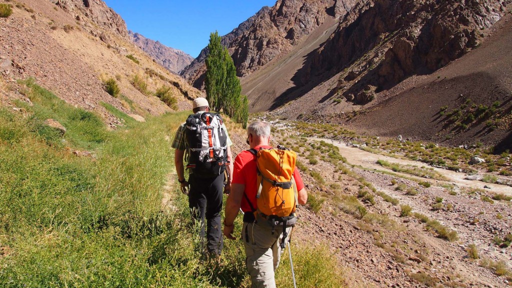 Trekking along the Rio Vacas to base camp