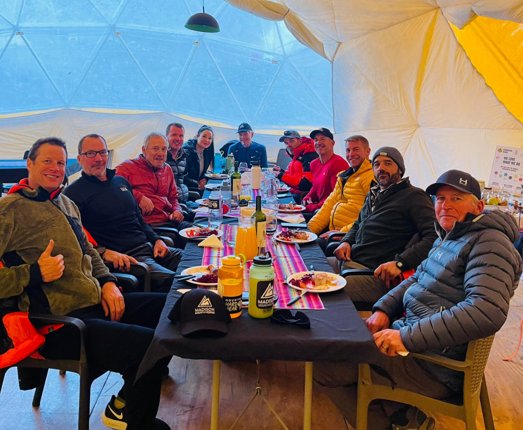 At the dining room table in base camp!