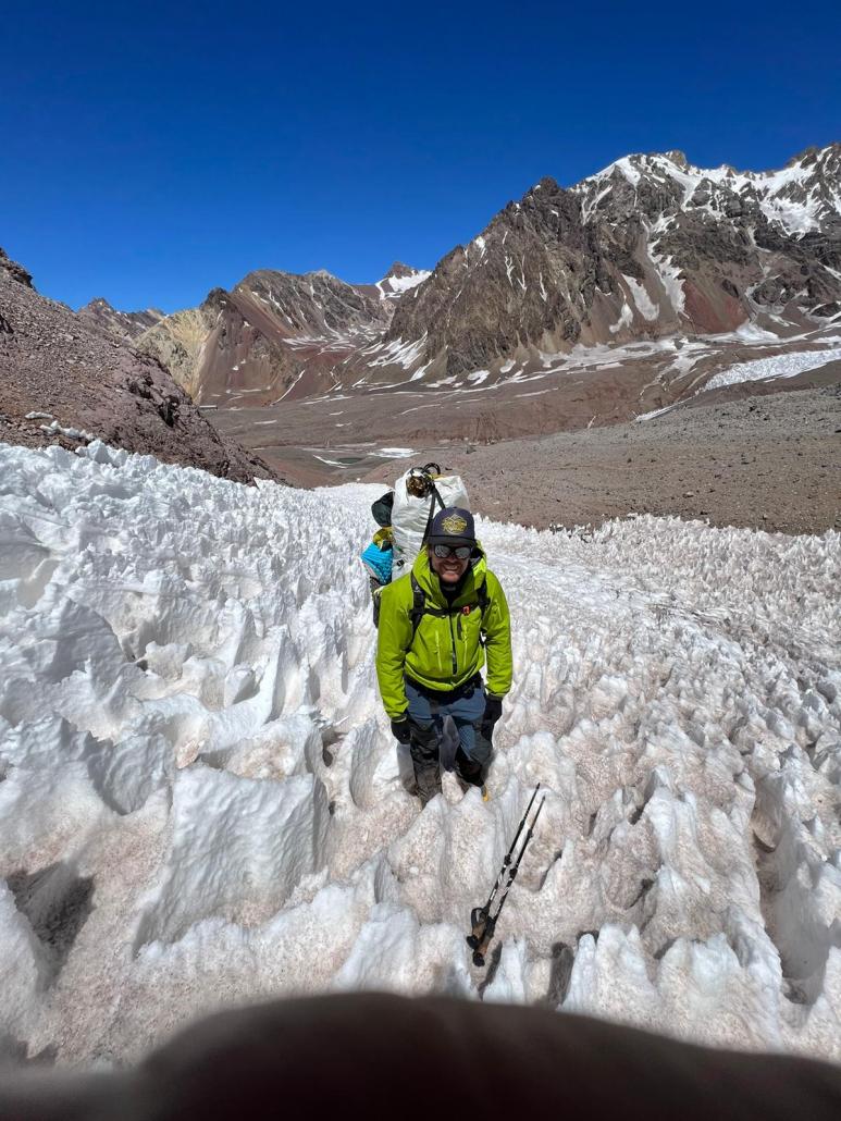 Climbing amongst penitentes 