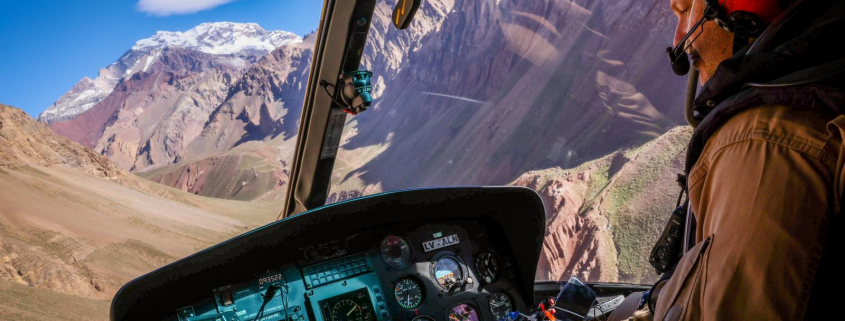 Flying to Plaza de Mulas base camp (Photo by Terray Sylvester)