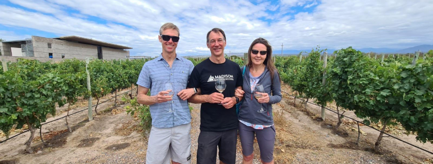 Our Ojos del Salado + Aconcagua climbers enjoying a wine tour with guide, Terray Sylvester. More than 1,300 wineries are located in the Mendoza area, producing more than 75% of Argentina’s wine.