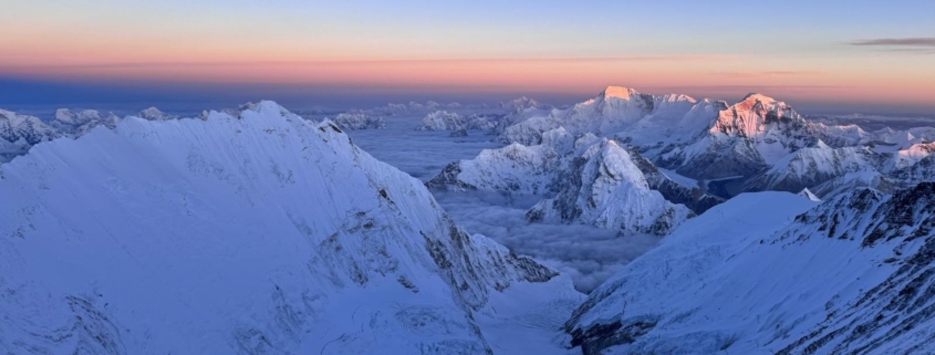 Looking out over the Western Cwm near the summit of Lhotse.