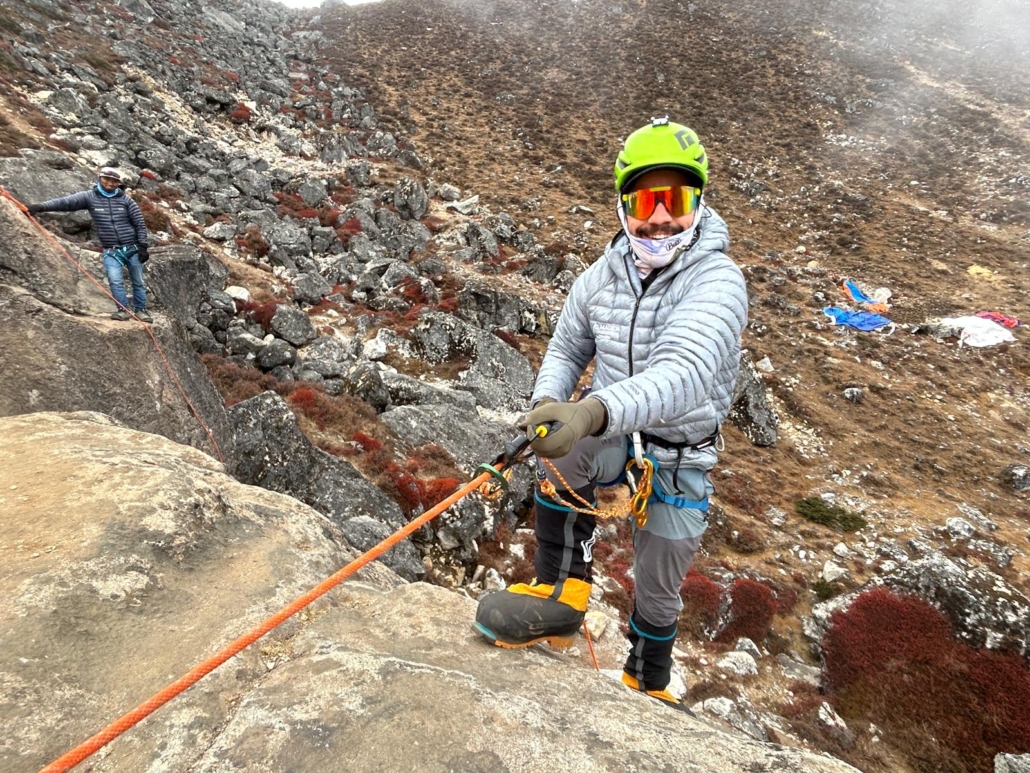 Joe, one of our Ama Dablam climbers practicing technical skills! (Photo by Terray Sylvester)