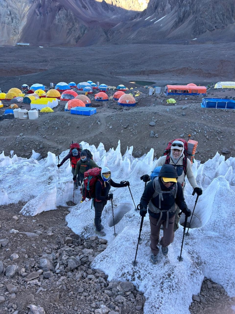 Climbing amongst penitentes on the way up the mountain.