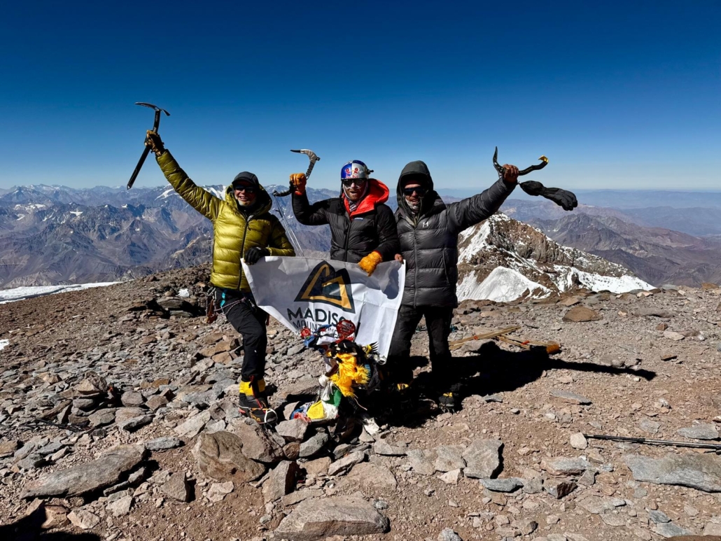 Our private team who climbed via the Polish Glacier on the summit, February 7, 2025.